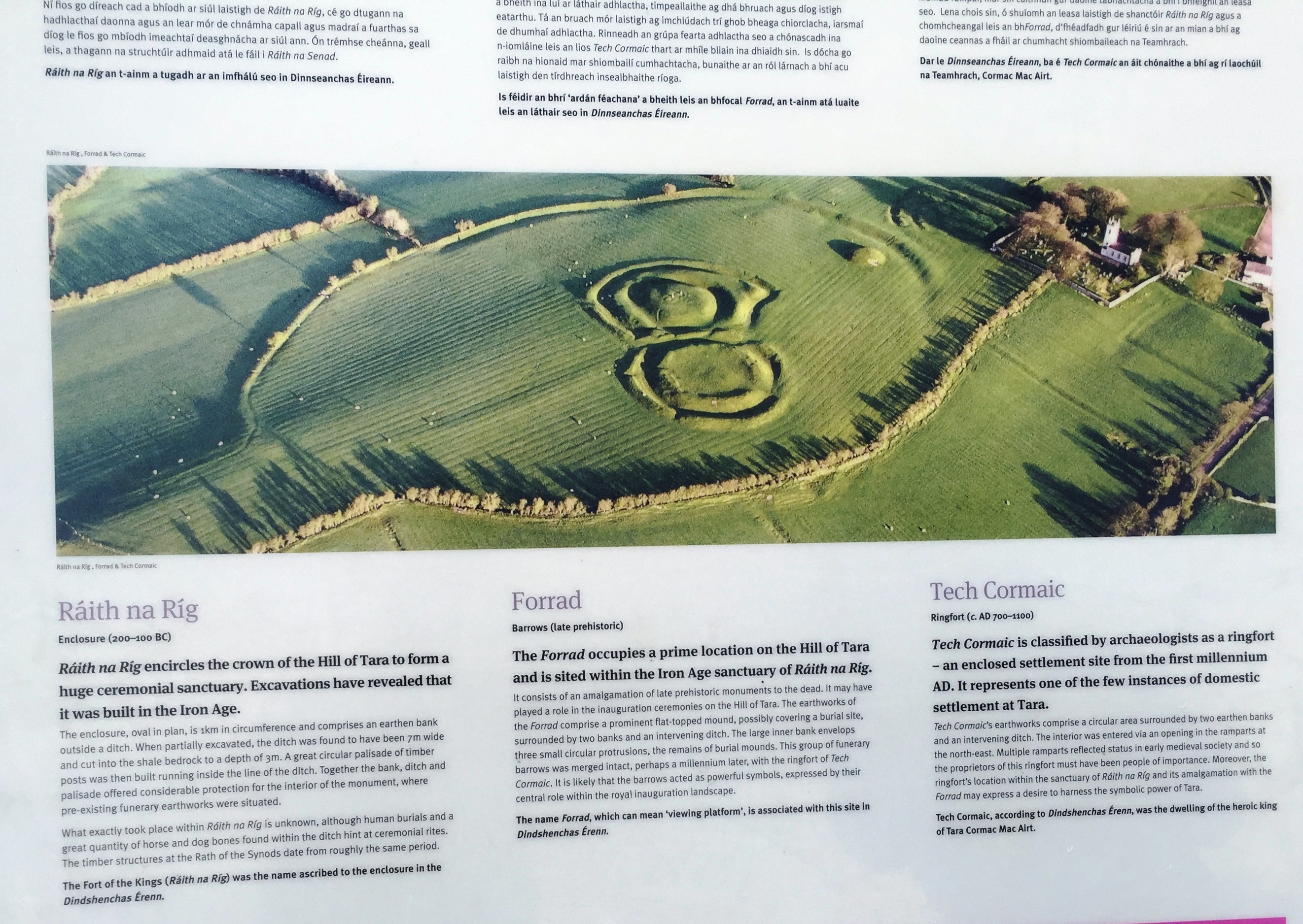 Explanatory sign at the Hill of Tara. Photo by Martha Clark.